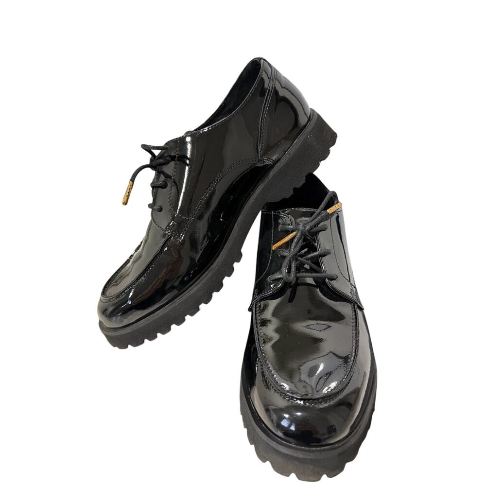 Jones New York Pristiee Black Patent Lug Sole Oxfords 10